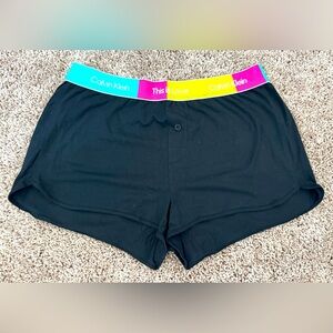 Calvin Klein Black Athletic Sleep Shorts with Colorful Waistband